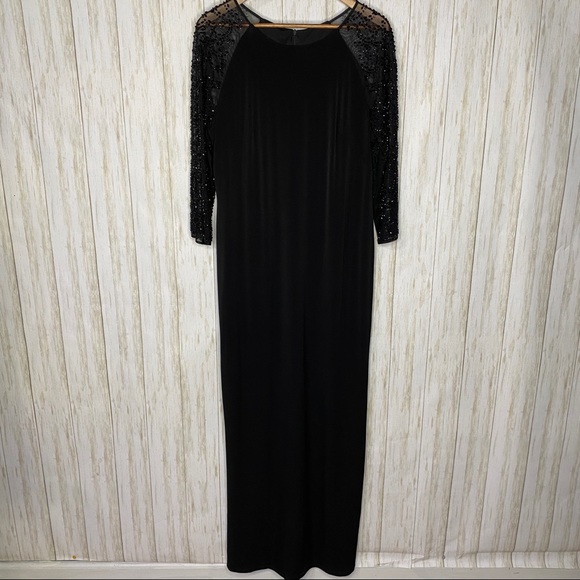 Leslie Faye Dresses & Skirts - Leslie Faye Beaded black floor length dress 16